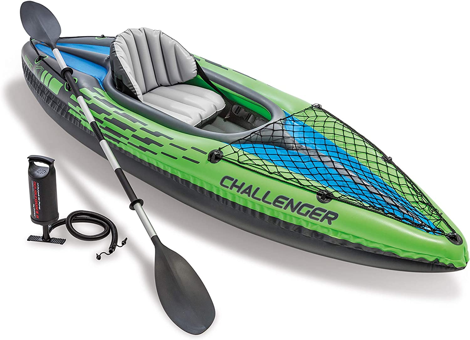 Intex Challenger Kayak. Inflatable Kayak Set with Aluminum Oars and High Output Air-Pump (K1 Kayak)