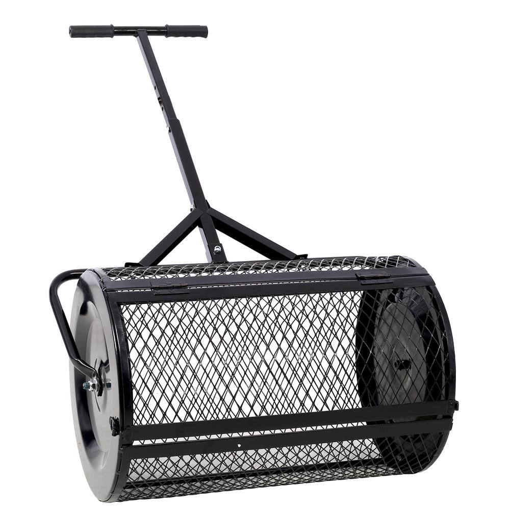 Siavonce DJ-ZX-W46555823 24 in. Peat Moss Spreader. Compost Spreader Metal Mesh.T shaped Handle for planting seeding.Care Manure Spreaders Roller