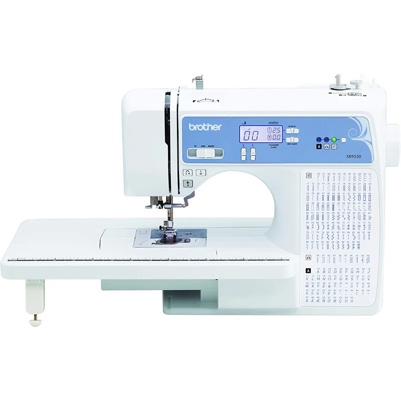 Brother XR9550 Sewing and Quilting Machine. Computerized. 165 Built-in Stitches. LCD Display. Wide Table. 8 Included Presser Feet. 20x12x17. White