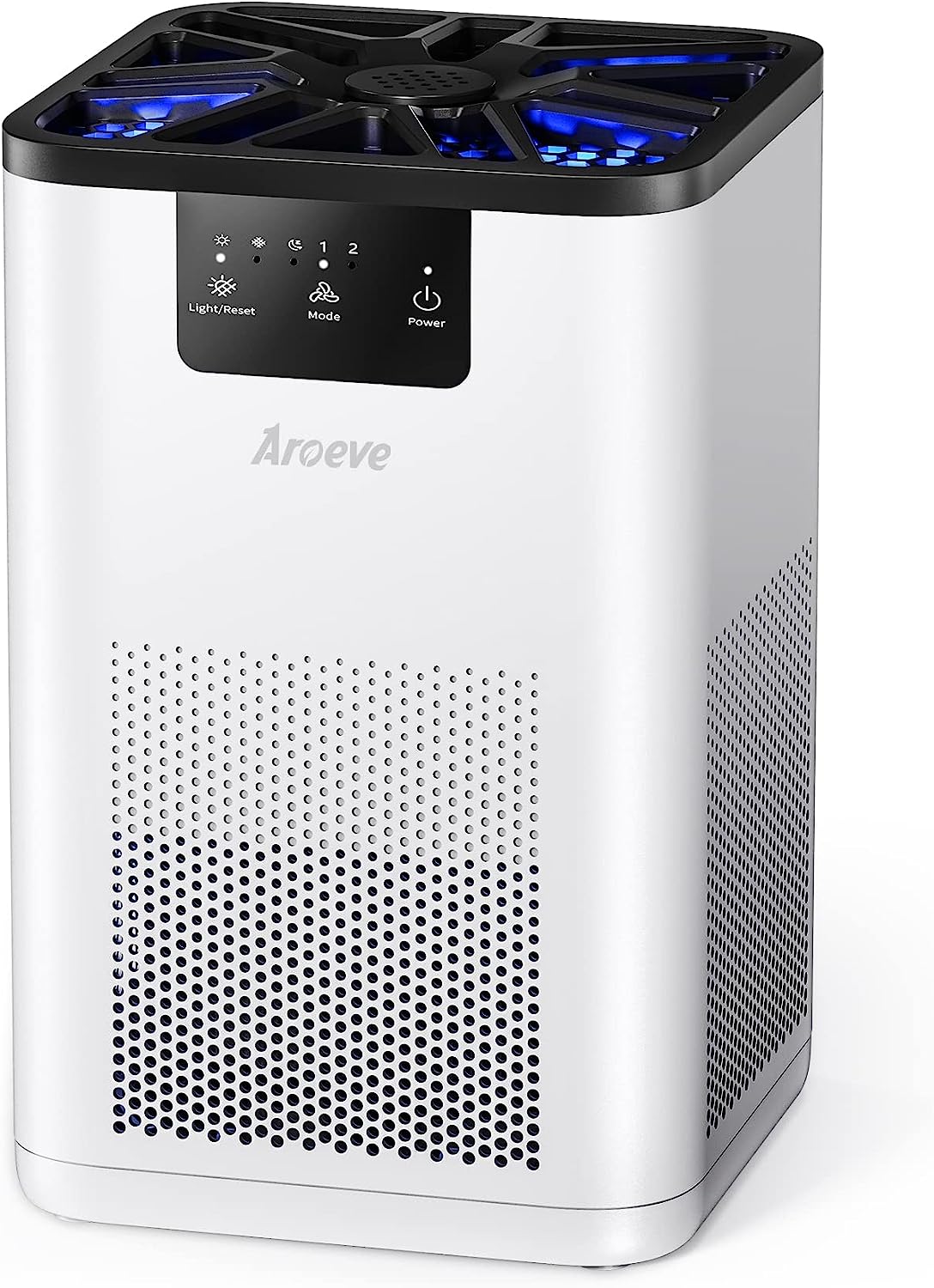 AROEVE Air Purifiers for Bedroom HEPA Air Purifier With Aromatherapy Function For Pet Smoke Pollen Dander Hair Smell 20dB Air Cleaner For Bedroom Office Living Room Kitchen. MK06- White