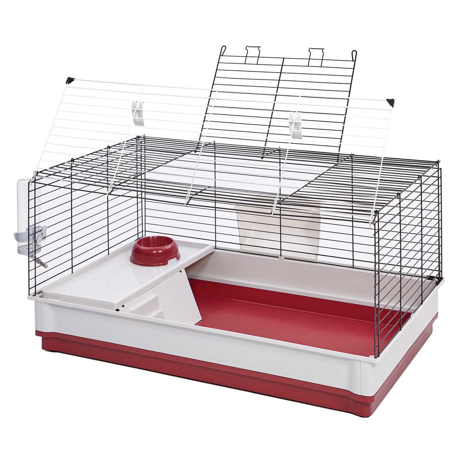 MidWest Homes for Pets 158 Wabbitat Deluxe Rabbit Home. Rabbit Cage. 39.5 L x 23.75 W x 19.75 H Inch. Maroon/White