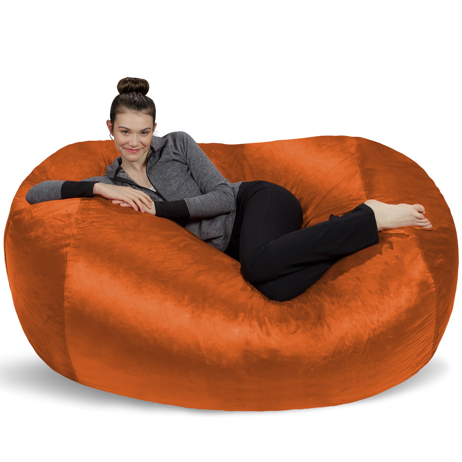 Sofa Sack Bean Bag Chair. Memory Foam Lounger with Microsuede Cover. Kids. Adults. 6 ft. Orange