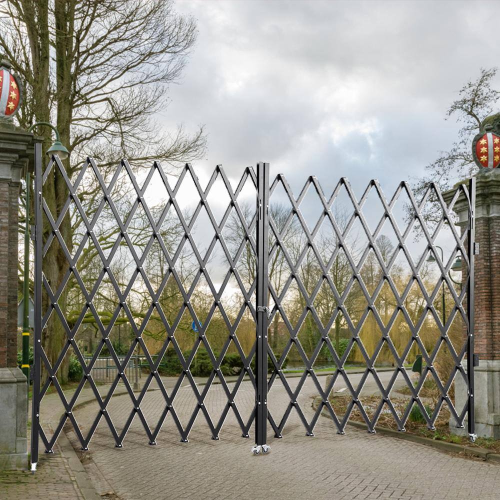 VEVOR SSFDMSM1.5X3M0001V0 Bi-Fold Security Door 5 ft. H x 10 ft. W Steel Accordion Folding Door Gate with Keys 360-Degree Rolling Barricade Gate