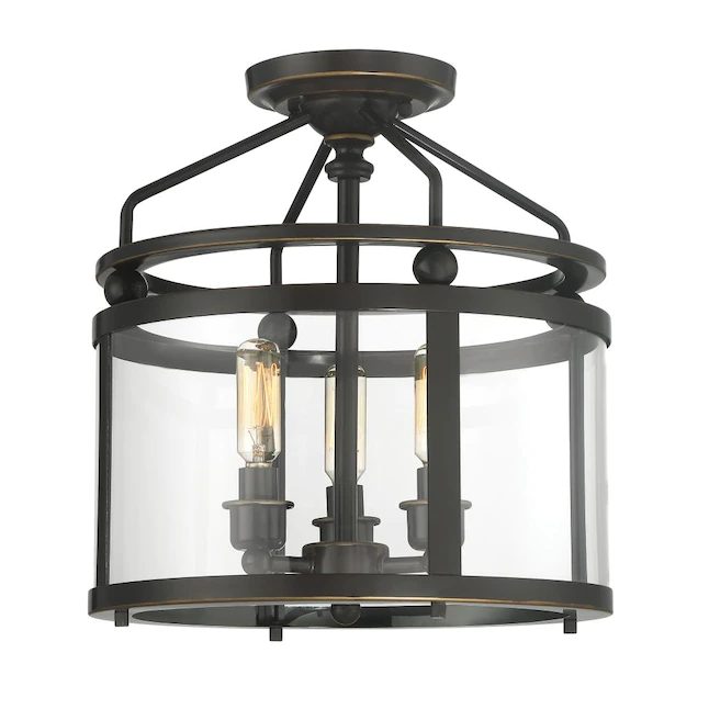 Quoizel  Norfolk 3-Light 11.87-in Oil Rubbed Bronze Semi-flush Mount Light