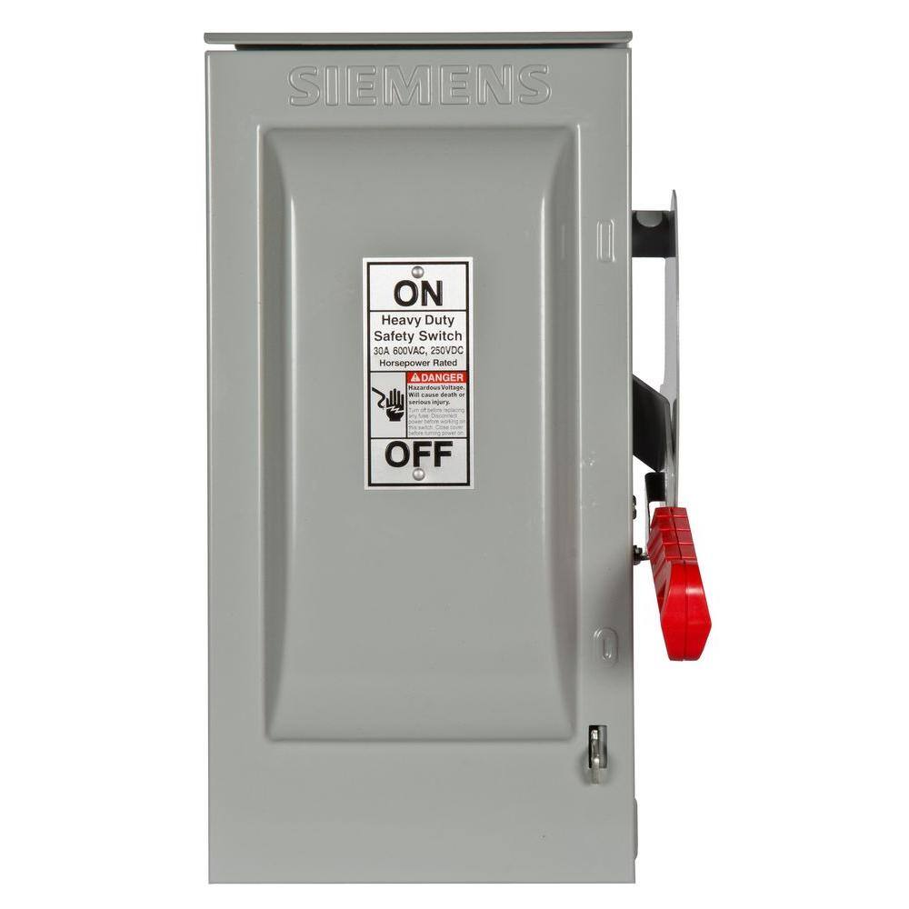 Siemens HF361R Heavy Duty 30 Amp 600-Volt 3-Pole Outdoor Fusible Safety Switch
