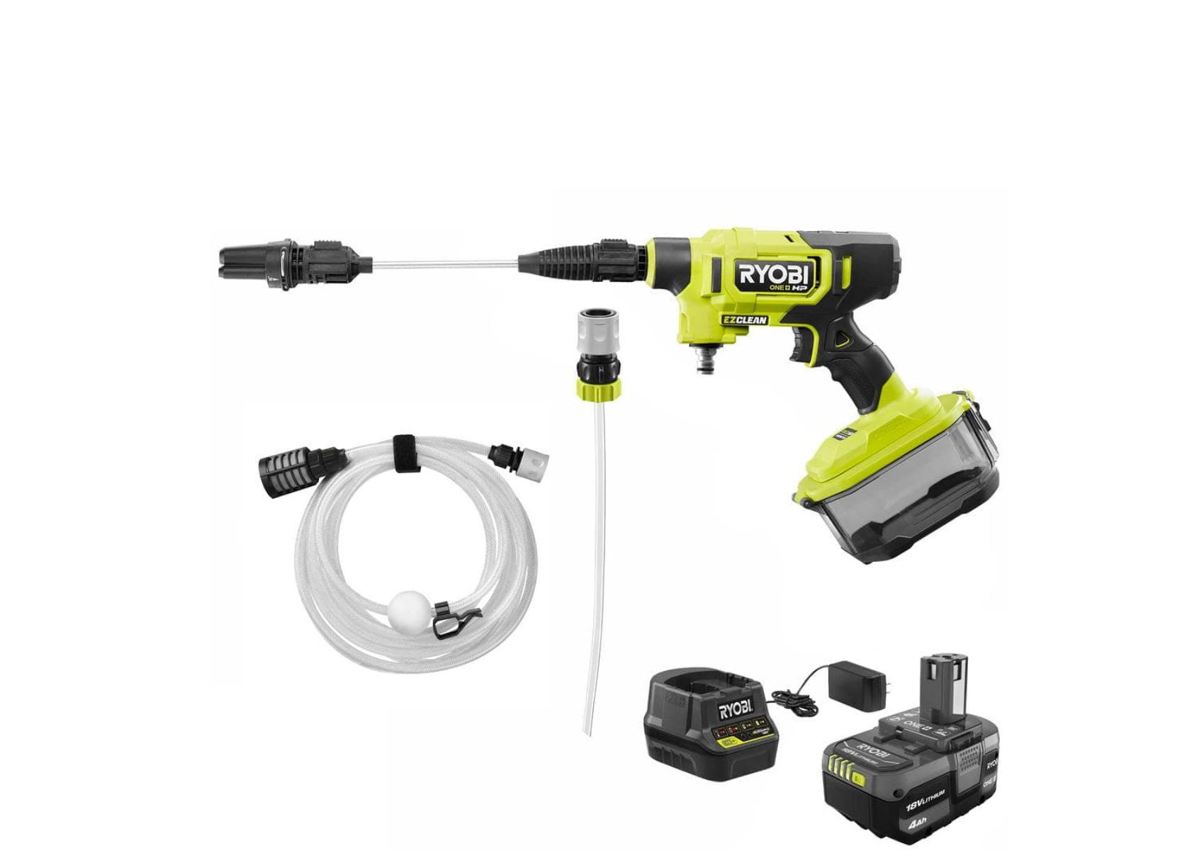 RYOBI RY121852KVNM ONE+ HP 18V Brushless EZClean 600 PSI 0.7 GPM Cordless Cold Water Power Cleaner with 4.0 Ah Battery and Charger
