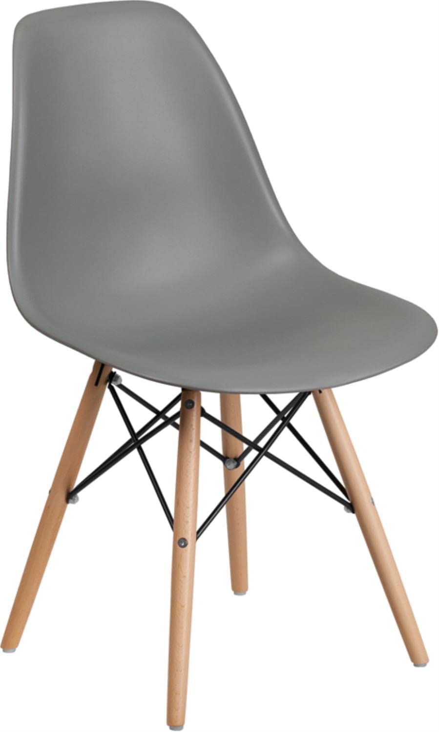 Flash Furniture FH-130-DPP-GY-GG Elon Series Moss Gray Plastic Chair with Wooden Legs