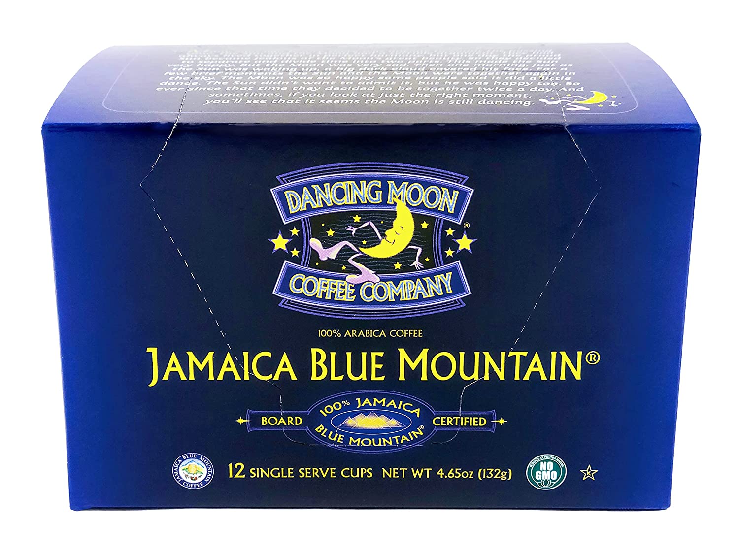 Dancing Moon Brand. 100% Jamaica Blue Mountain Coffee Pods. 12 CT Box)