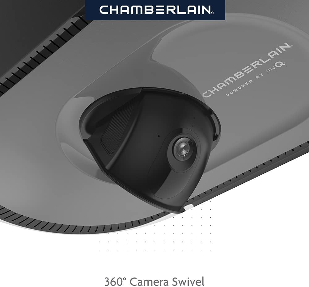 Chamberlain B4643T Smart Built in Camera-myQ Smartphone Controlled-Ultra Quiet. Strong Belt Drive. Blue Garage Door Opener