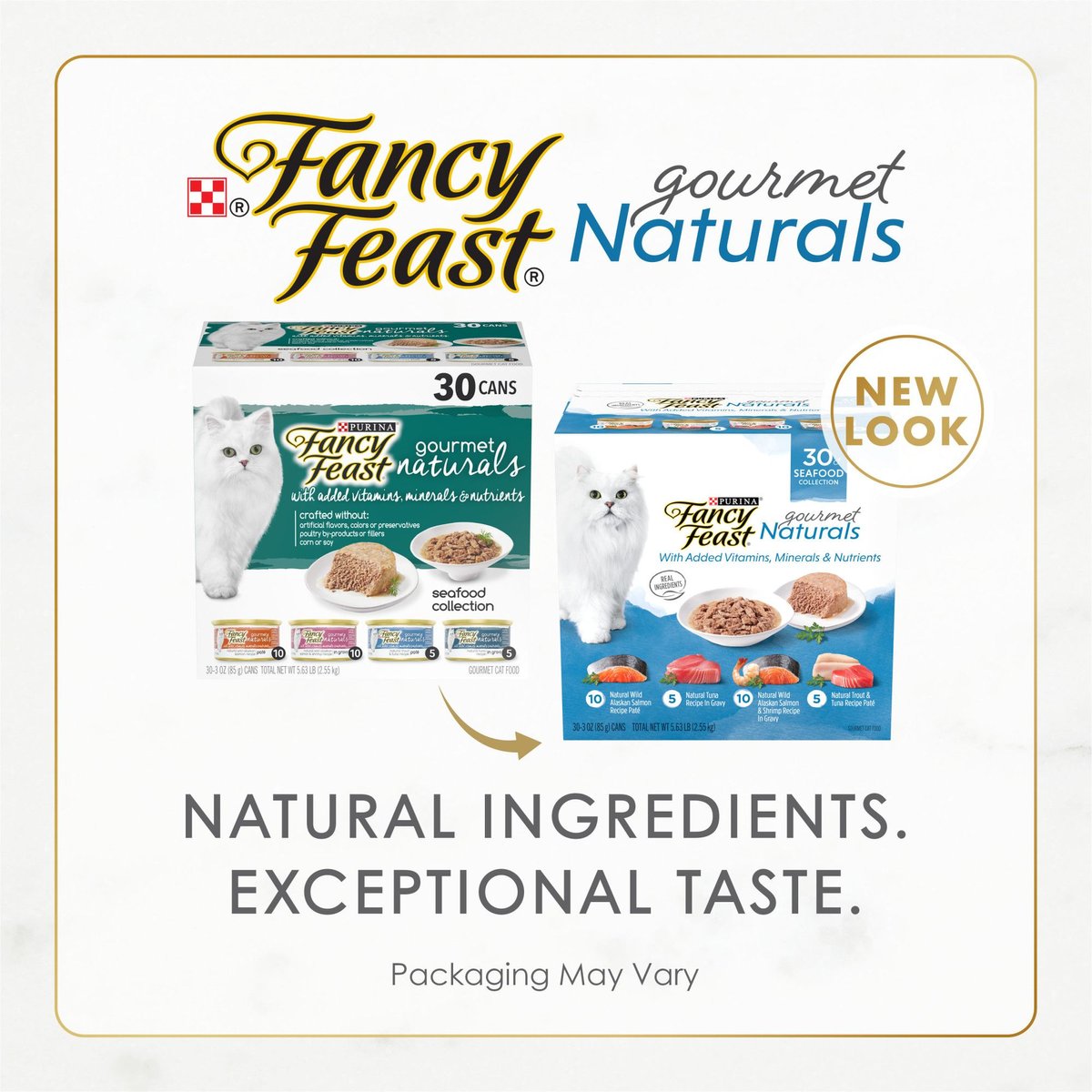 Purina Fancy Feast Natural Wet Cat Food Variety Pack. Gourmet Naturals Seafood Collection - (30) 3 oz. Cans