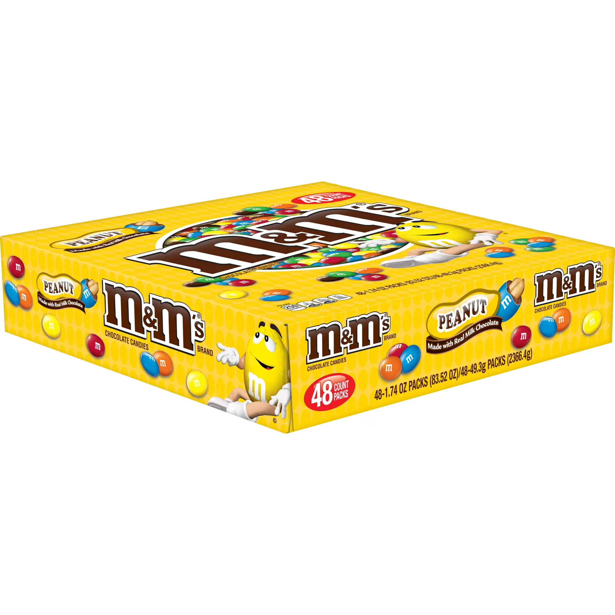 M&M-S Peanut Milk Chocolate Full Size Bulk Candy - 1.74oz/48ct