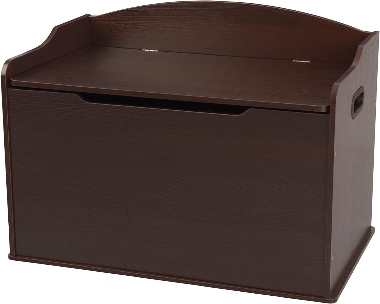 KidKraft Austin Wooden Toy Box/Bench with Safety Hinged Lid - Espresso. Gift for Ages 3+