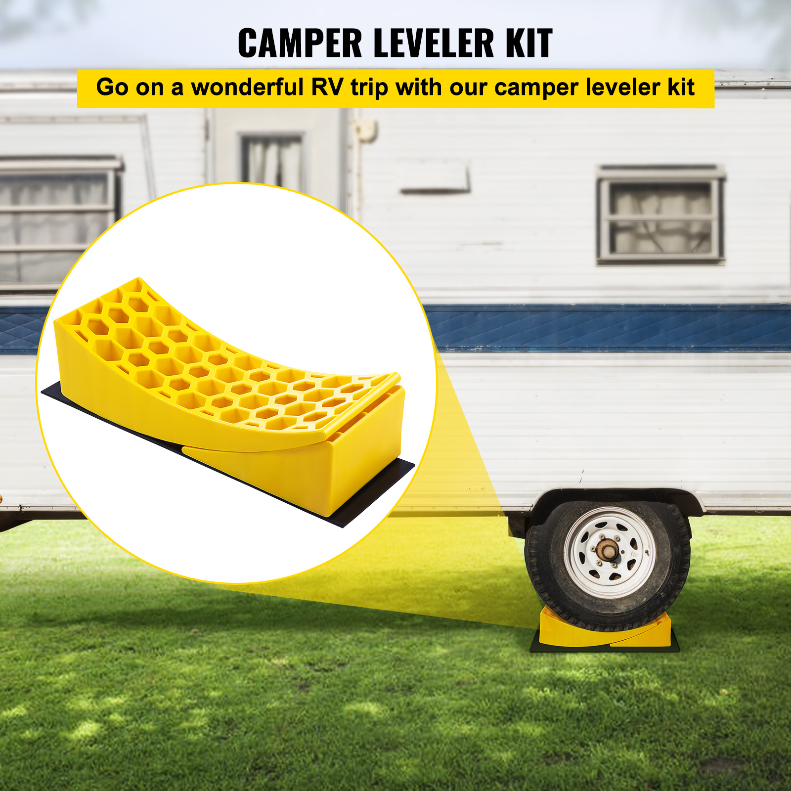 VEVORbrand Camper Leveler. 2 Pack RV Leveling Blocks. Camper Leveler Curved RV Camper Trailer Leveling Blocks and Chocks