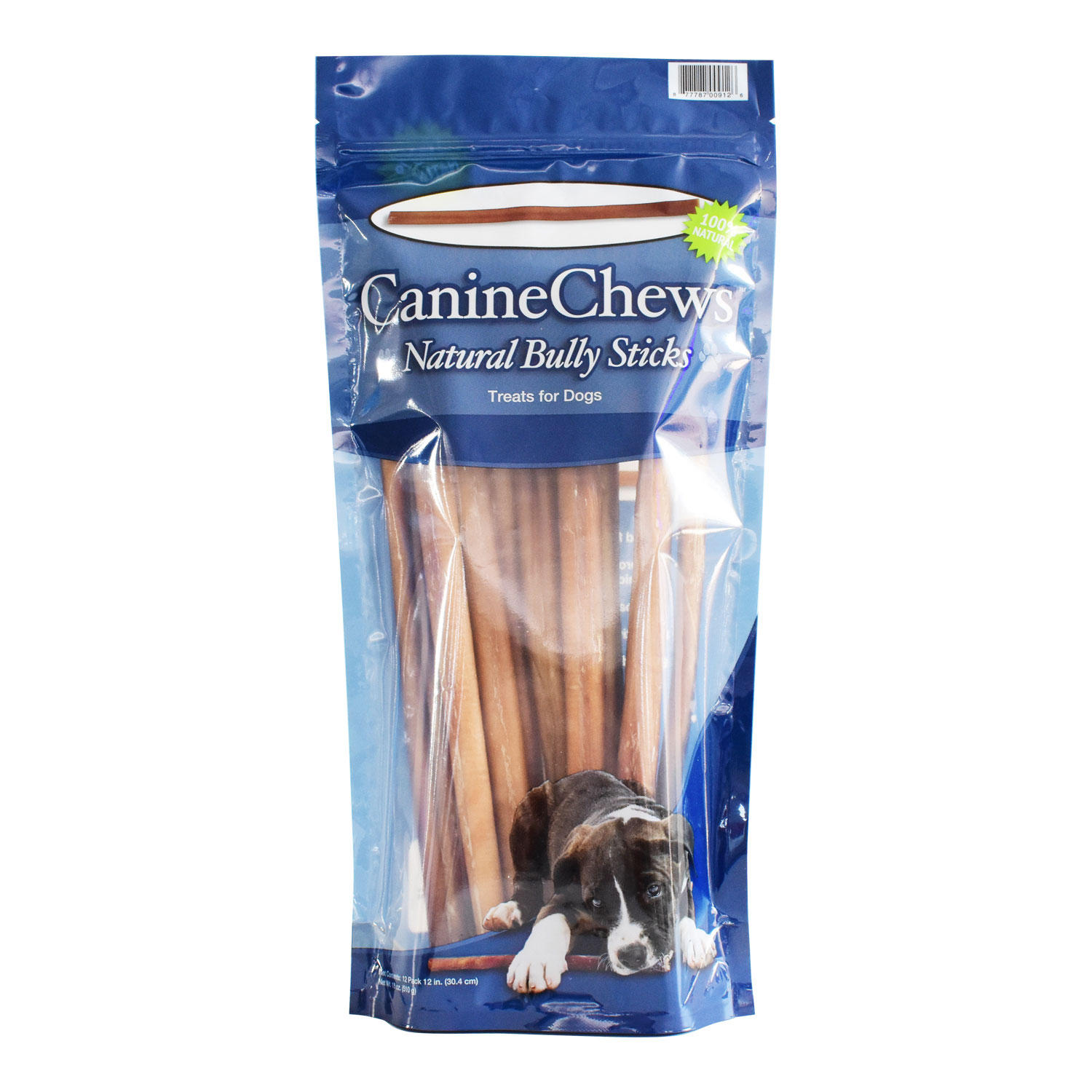 Canine Chews Natural Bully Sticks Dog Treats. 12″ (12 ct.)