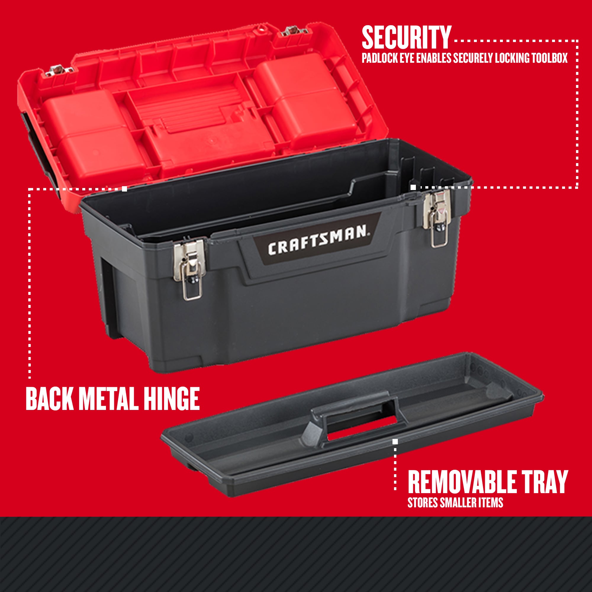 CRAFTSMAN 25-in Multiple Colors/Finishes Plastic Lockable Tool Box