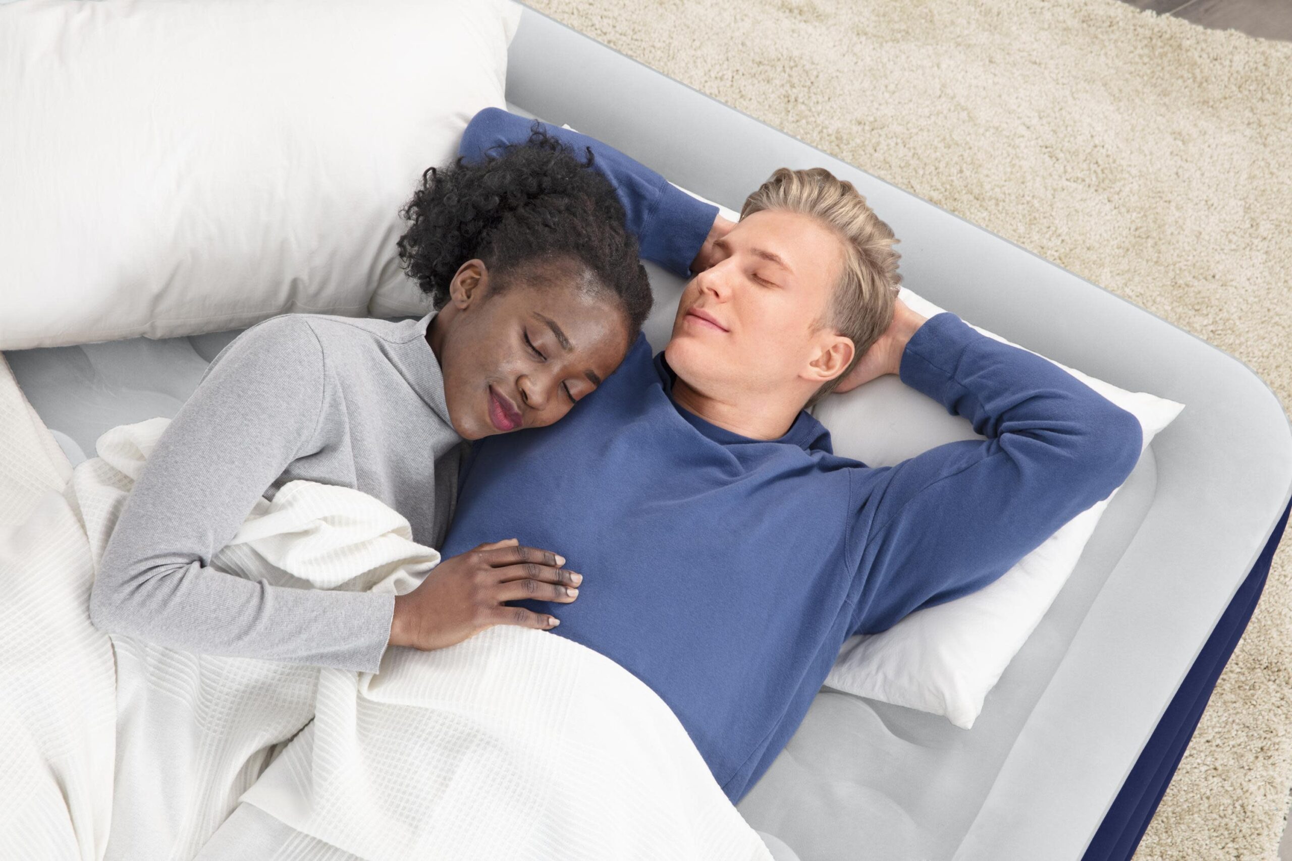 Bestway Tritech 15 in. Multicolor Antimicrobial Coating  Air Mattress with Built-in AC Pump. Queen