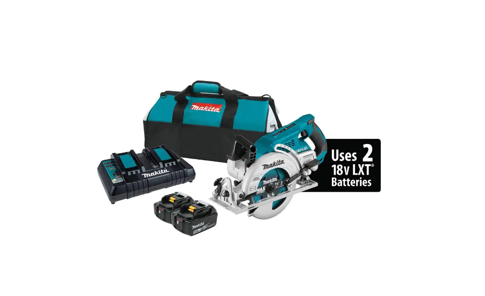 Makita XSR01PT 18-Volt X2 LXT (36-Volt) Brushless Cordless Rear Handle 7.25 in. Circular Saw Kit 5.0Ah with B61656 Bonus 7.25 in. Saw Blade