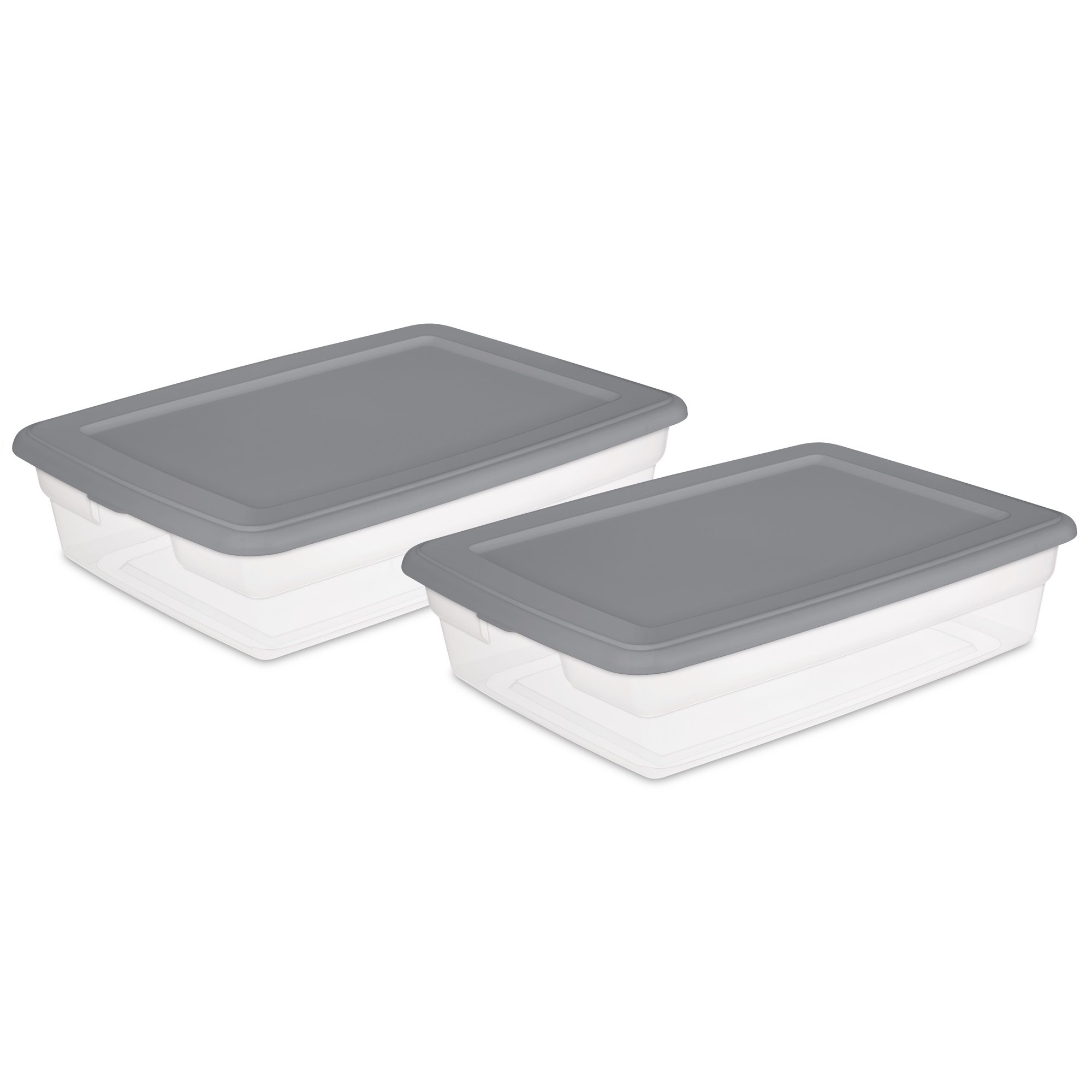 Sterilite 28 Qt. Storage Box Plastic. Titanium. Set of 8