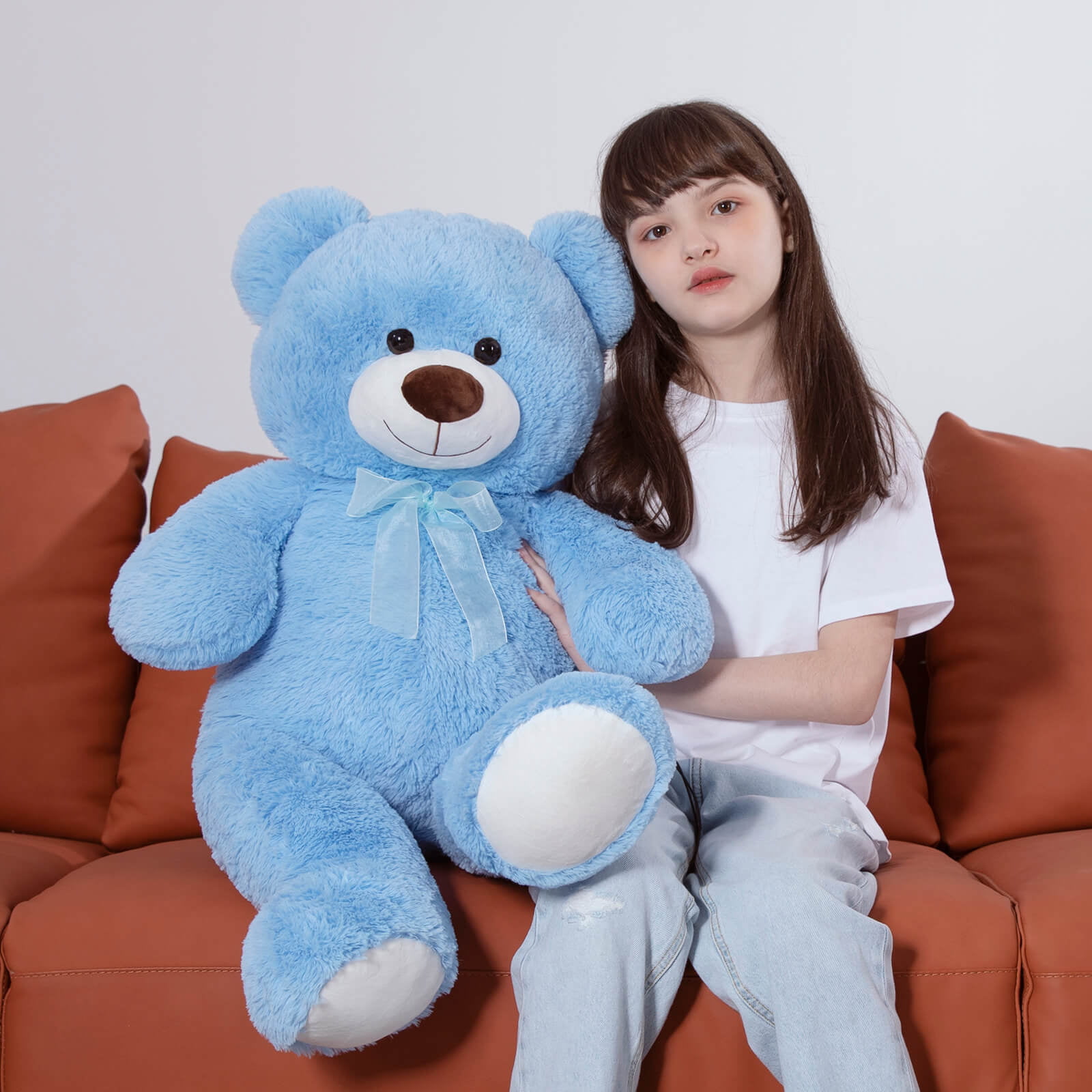 MorisMos Giant Teddy Bear 35.4” Soft Stuffed Animal Big Bear Plush Toy. Blue