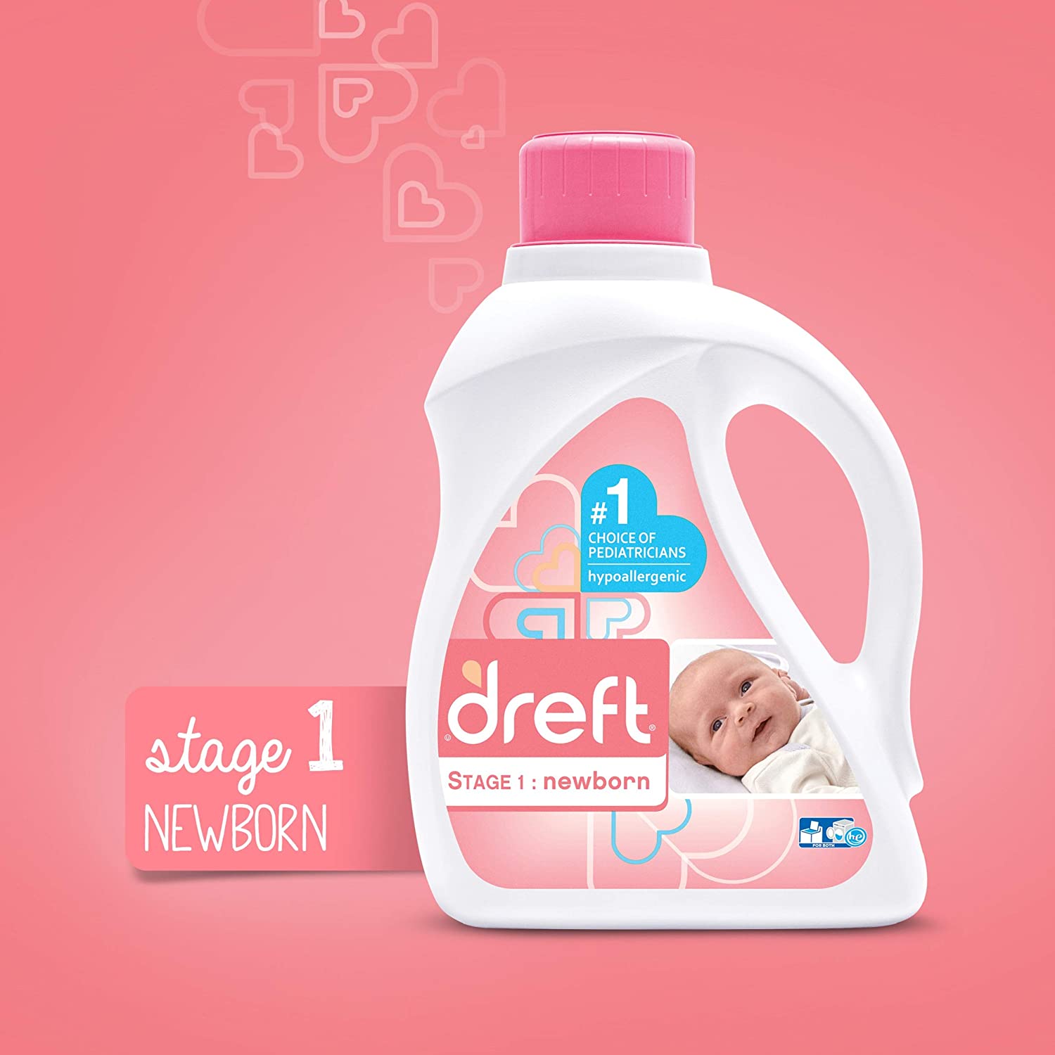 Dreft Newborn Hypoallergenic Liquid Baby Laundry Detergent. Natural for Baby
