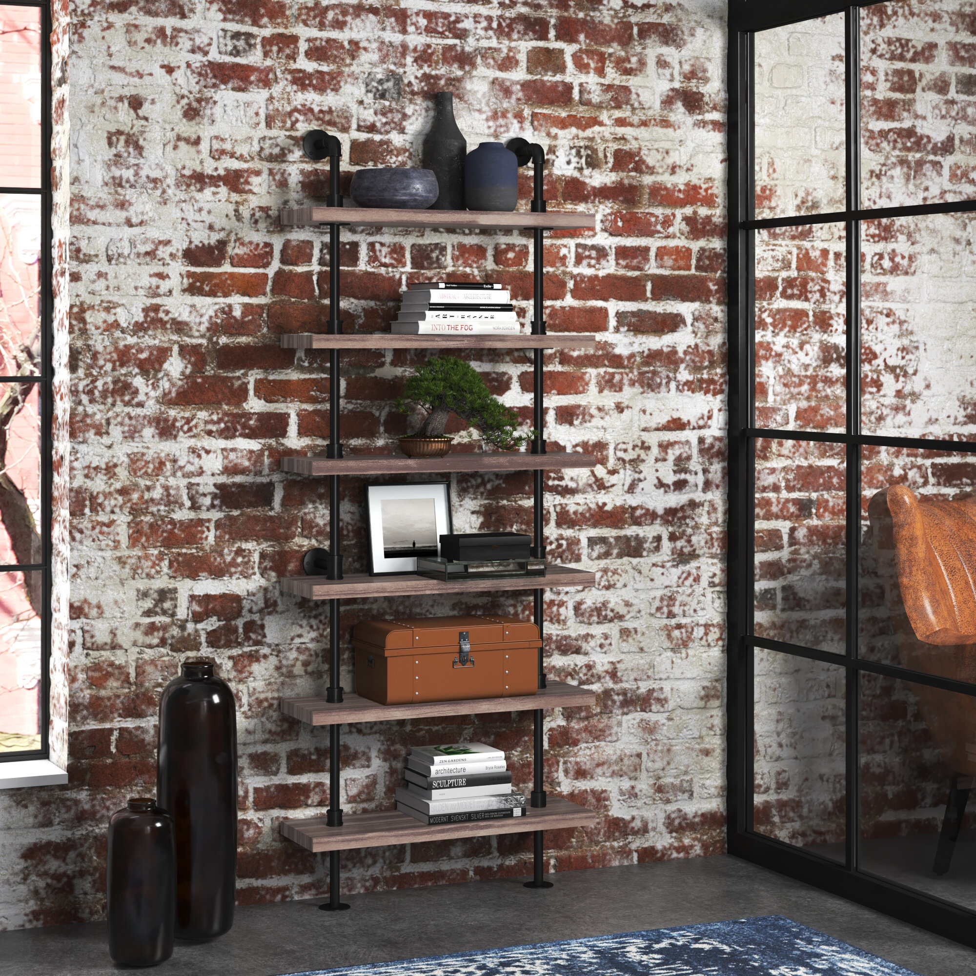 Charter 78.5” H x 31.5” W Iron Ladder Bookcase