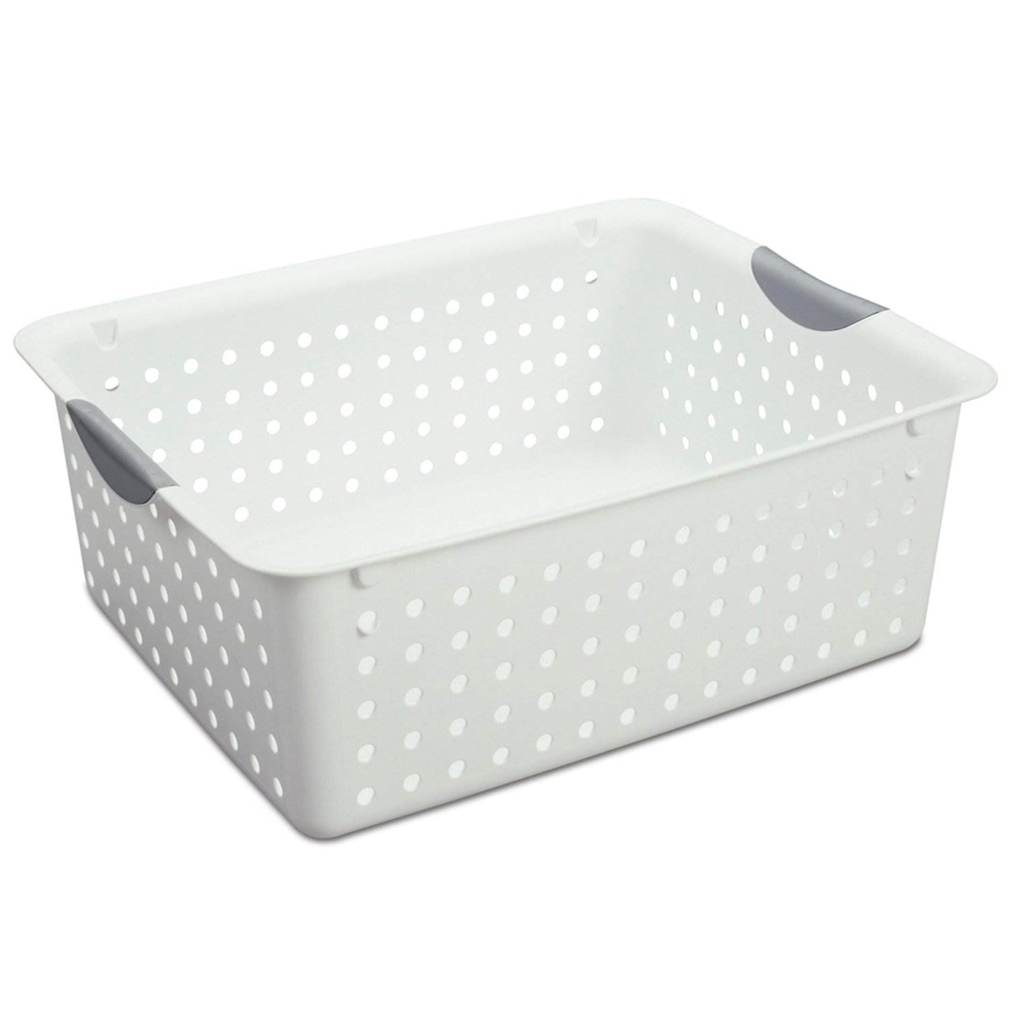 Sterilite Large Ultra Plastic Storage Bin Baskets w/ Handles. White. 6 Pack