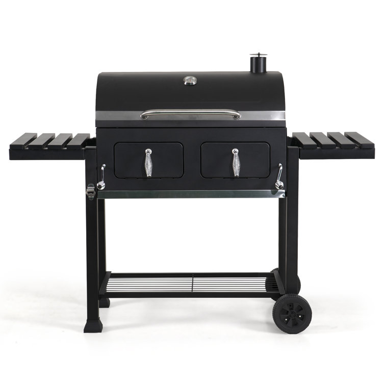 Alphamarts 34″ Barrel Charcoal Grill with Two Individual Liftable Charcoal Trays to Achieve Dual Zone Cooking