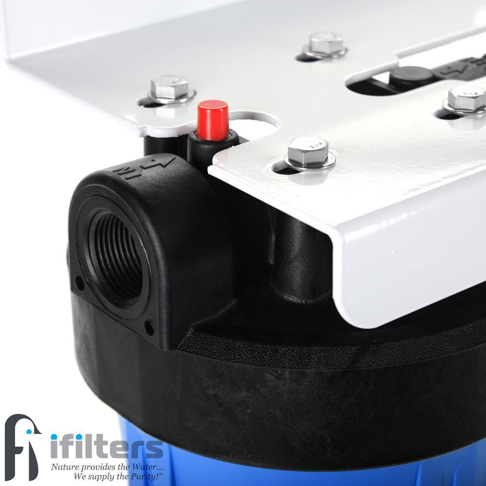 IFILTER MWH-D20-WELL Well Water Whole House Filtration System 20 in. Dual Stage Complete Commercial Grade 1 in. Ports