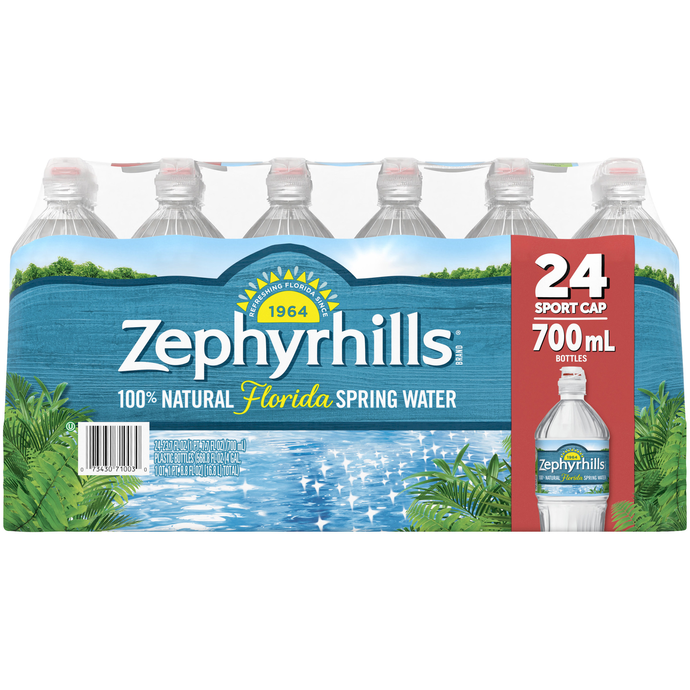 Zephyrhills Natural Spring Water 24-700mL Sport Bottles with Flip Cap