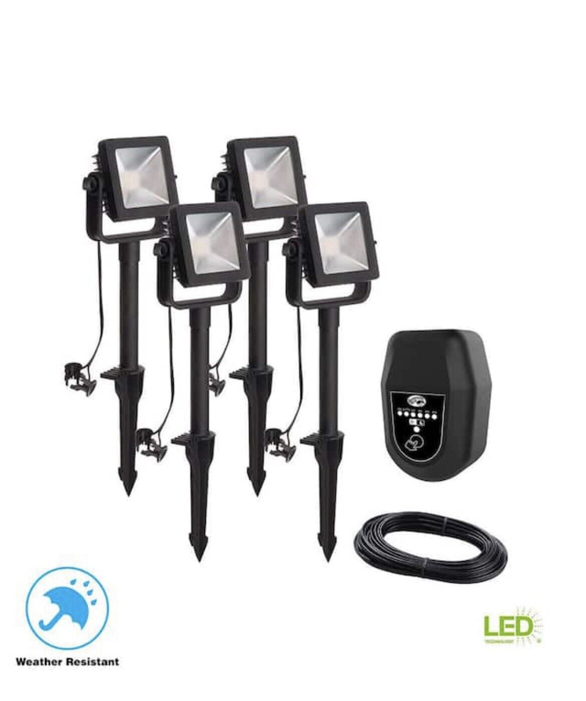 Hampton Bay HD33679BK Low Voltage Black Outdoor Integrated LED Landscape Flood Light (4-Pack)