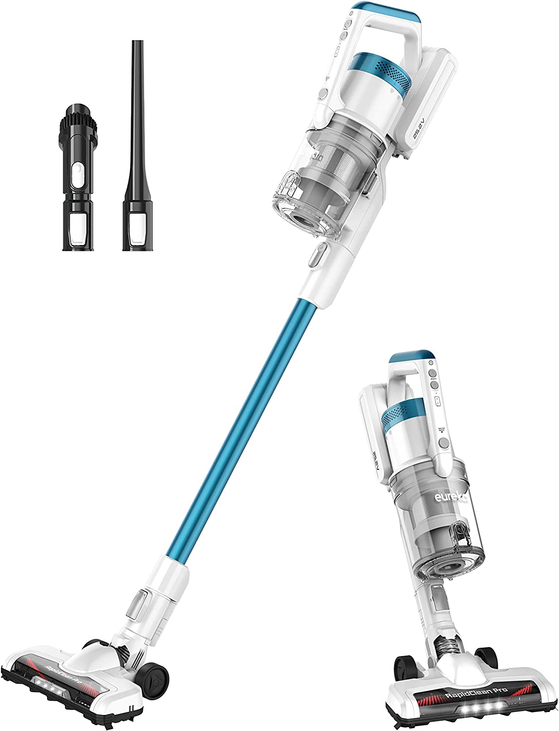 Eureka NEC180 RapidClean Pro Lightweight Cordless Vacuum Cleaner. High Efficiency Powerful Digital Motor LED Headlights. Convenient Stick and Handheld Vac. Essential. White