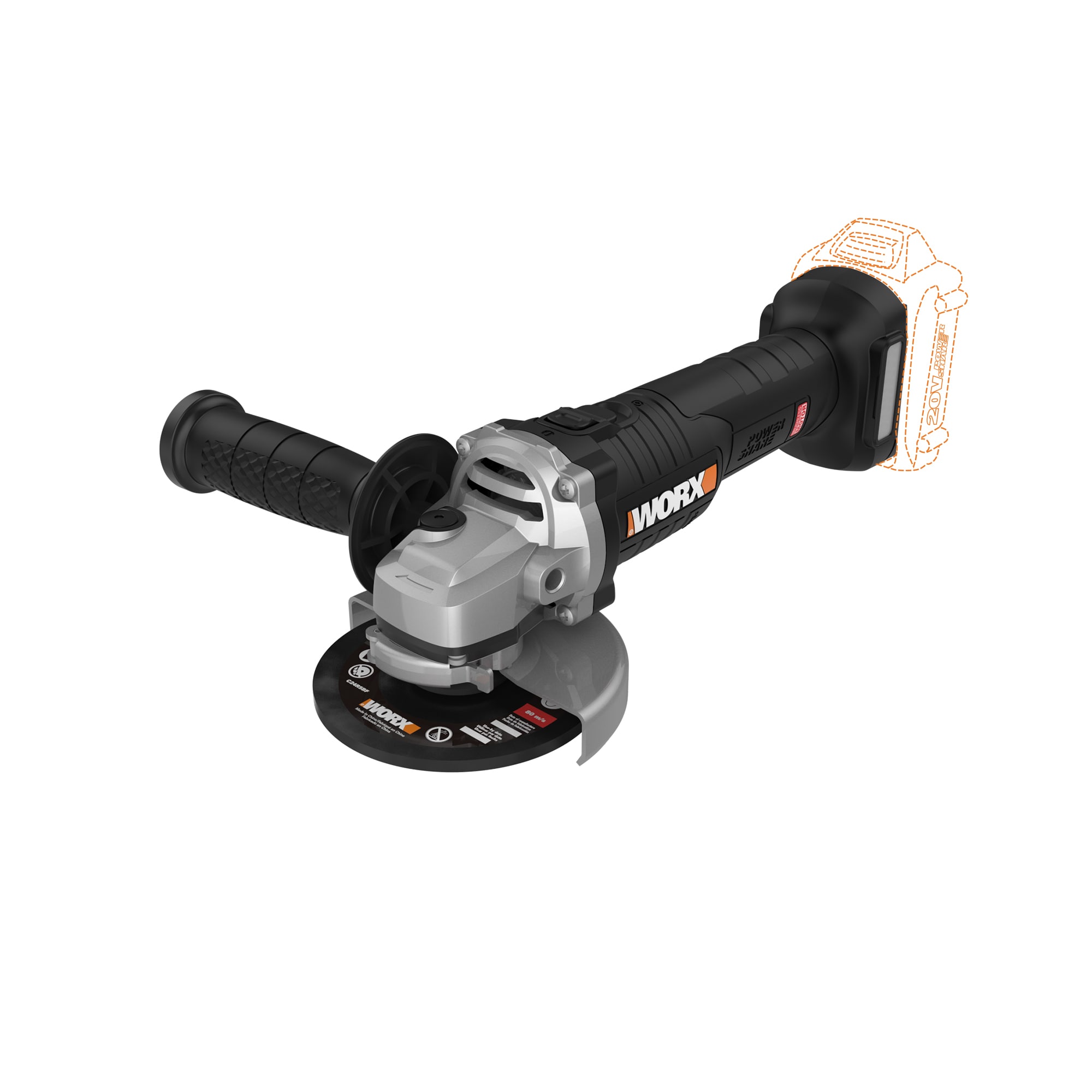 WORX 4.5-in Sliding Switch Brushless Cordless Angle Grinder