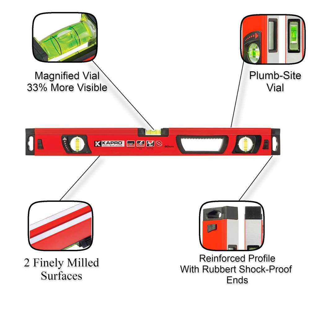 Kapro 995-41X-96 96 in. Vulcan Box Level with Magnified Vials and Plumb Site