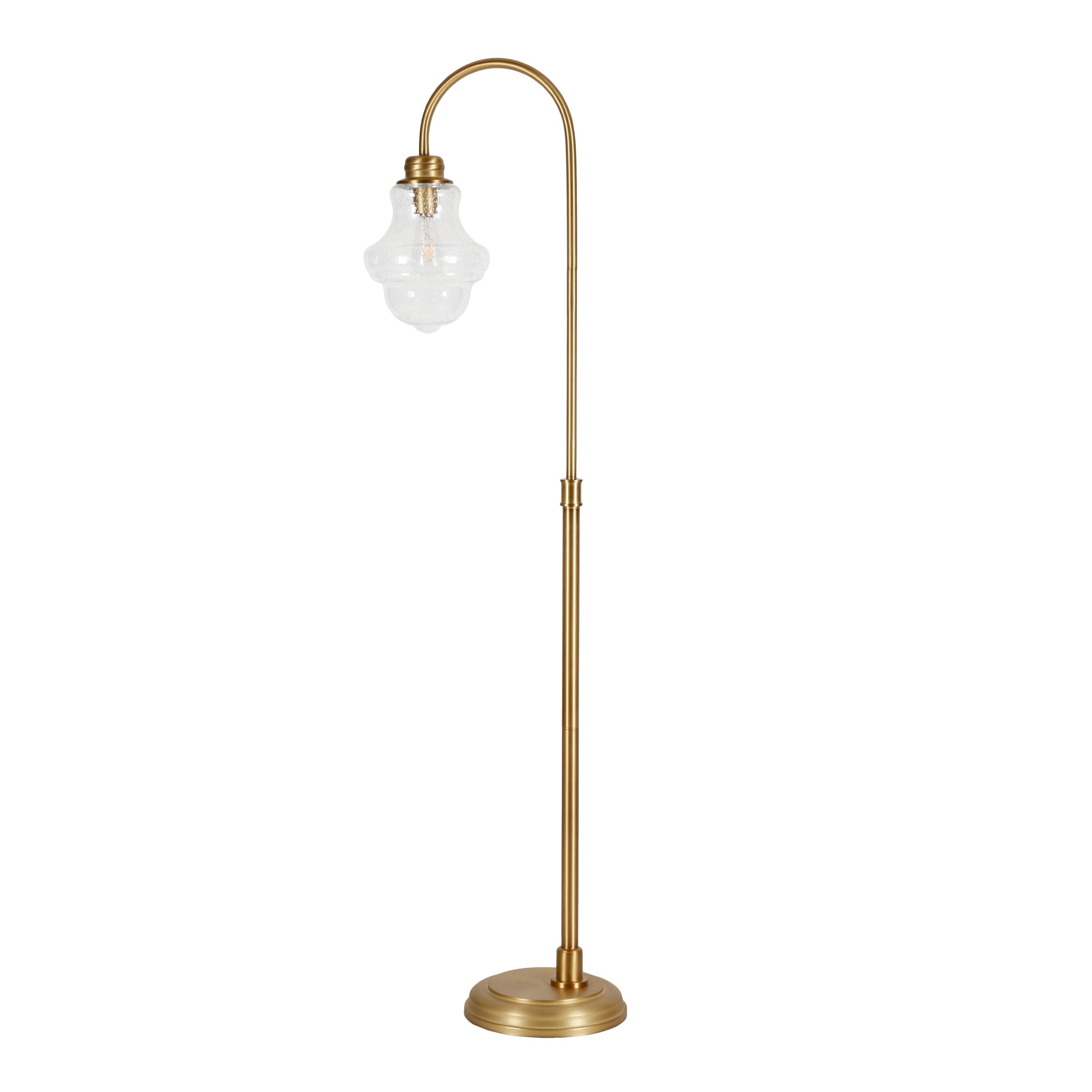 Evelyn&Zoe Sara Modern Farmhouse Metal Arc Floor Lamp. Brass