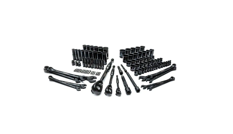Husky H100105MTSN 1/4 in.. 3/8 in. and 1/2 in. SAE Drive 100-Position Universal and Metric Mechanics Tool Set (105-Piece)