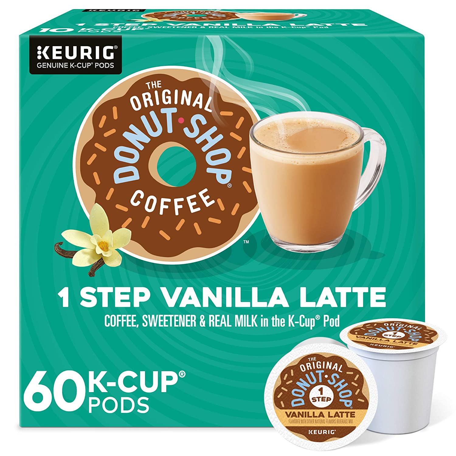 The Original Donut Shop Single-Serve Keurig K-Cup Flavored Coffee Pods. Vanilla Latte. 10 Count (Pack of 6)