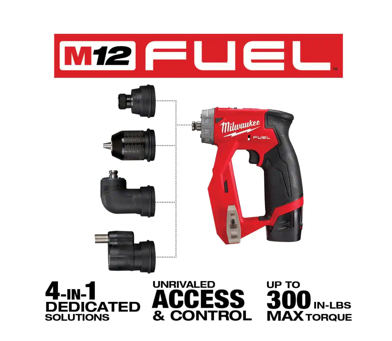 Milwaukee 2505-22-2457-20 M12 FUEL 12V Lithium-Ion Brushless Cordless 4-in-1 Installation 3/8 in. Drill Driver Kit W/ M12 3/8 in. Ratchet