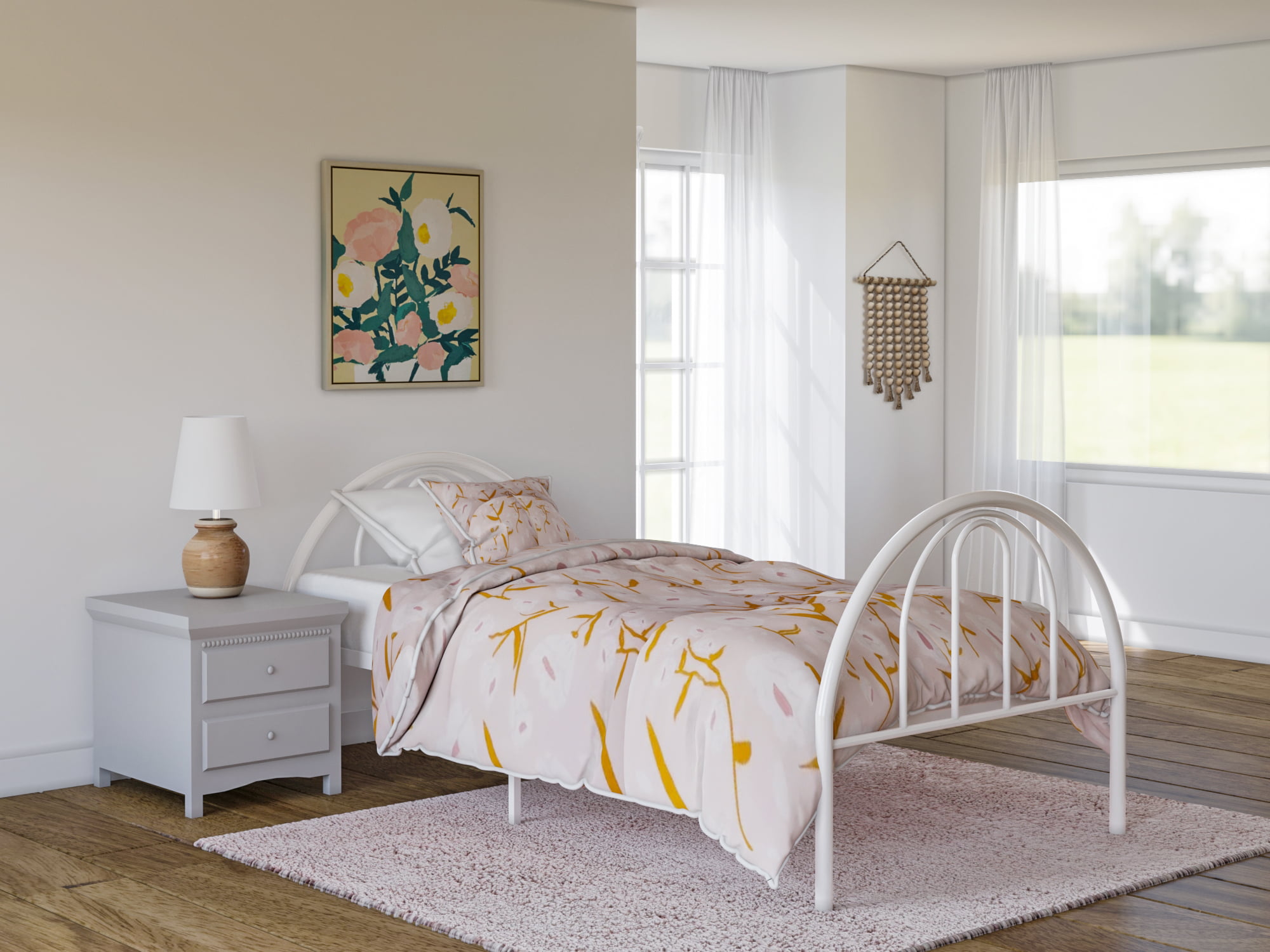 BK Furniture Brooklyn Classic Metal Bed. Twin. White