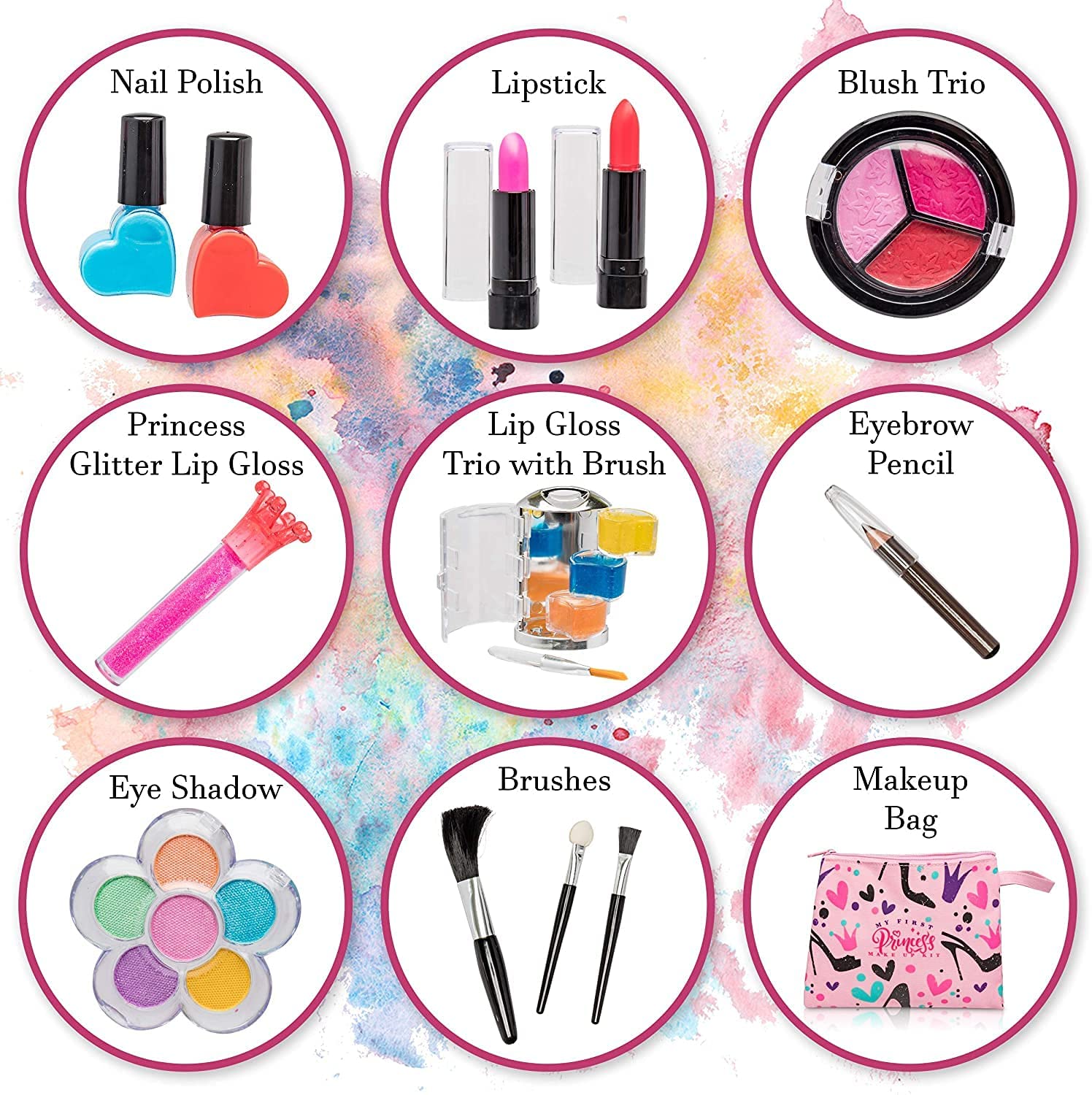 FoxPrint My First Princess Make Up Kit - 12 Pc Kids Makeup Set