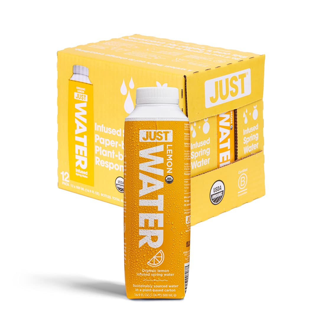 JUST Water Infused. Lemon Flavored Spring Water. 16.9 Oz. (Pack of 12)