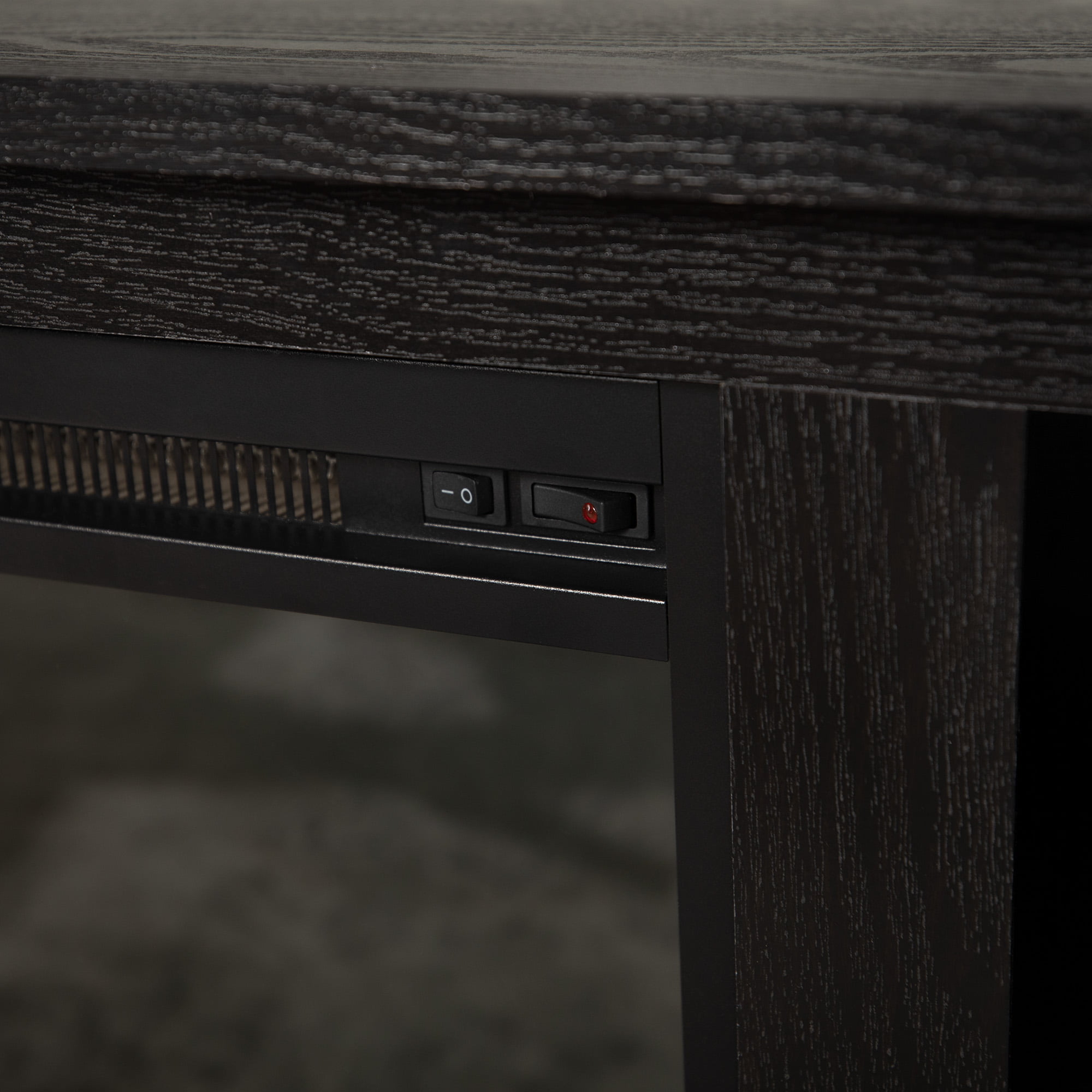 Woven Paths Open Storage Fireplace TV Stand for TVs up to 80″. Black