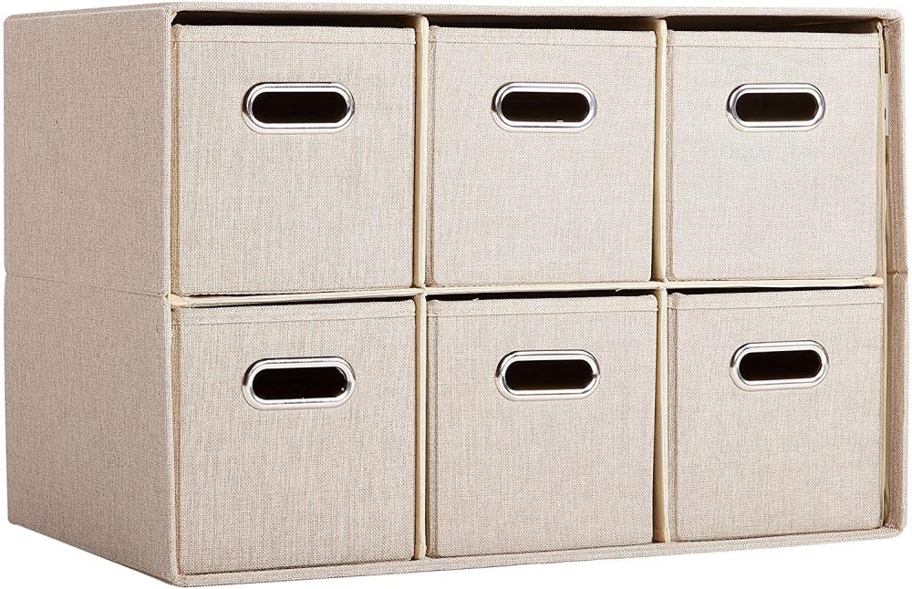BirdRock Home 23-in H x 23-in W x 11.6-in D Cream Stackable Linen 6 Cube Organizer