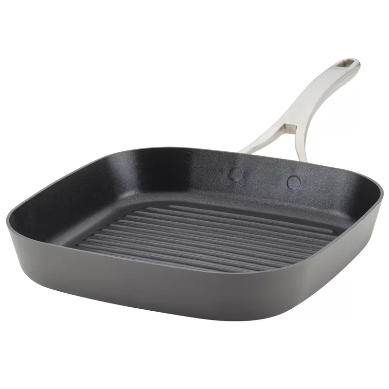 Anolon 81169 Allure Hard Anodized Nonstick Deep Square Griddle Pan/Grill. 11 Inch. Dark Gray