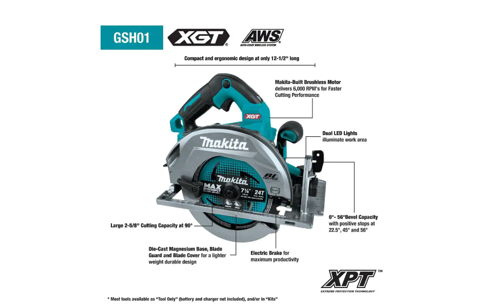 Makita GSH01Z 40V Max XGT Brushless Cordless 7-1/4 in. Circular Saw. AWS Capable (Tool Only)