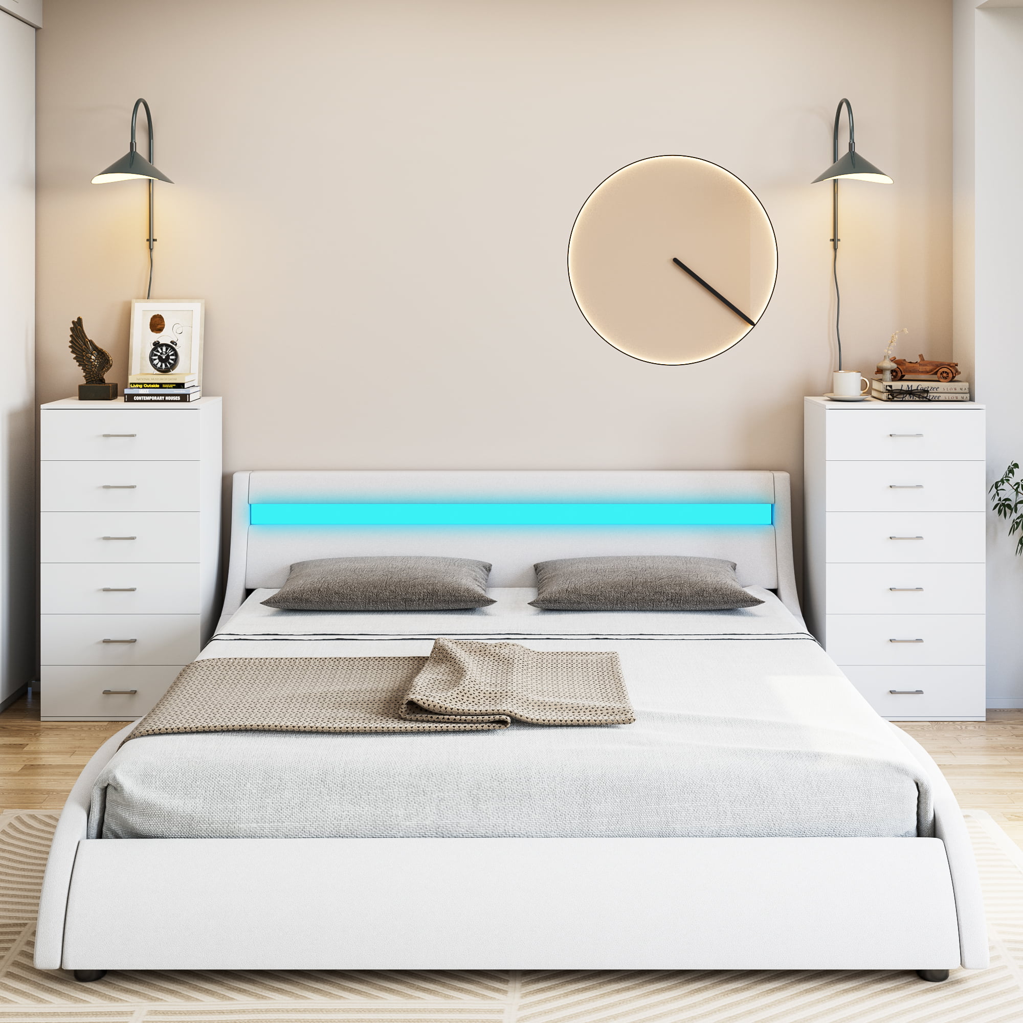 Homfa 6 Drawer Dresser for Bedroom. Modern White Chest. Floor Storage Cabinet for Living Room