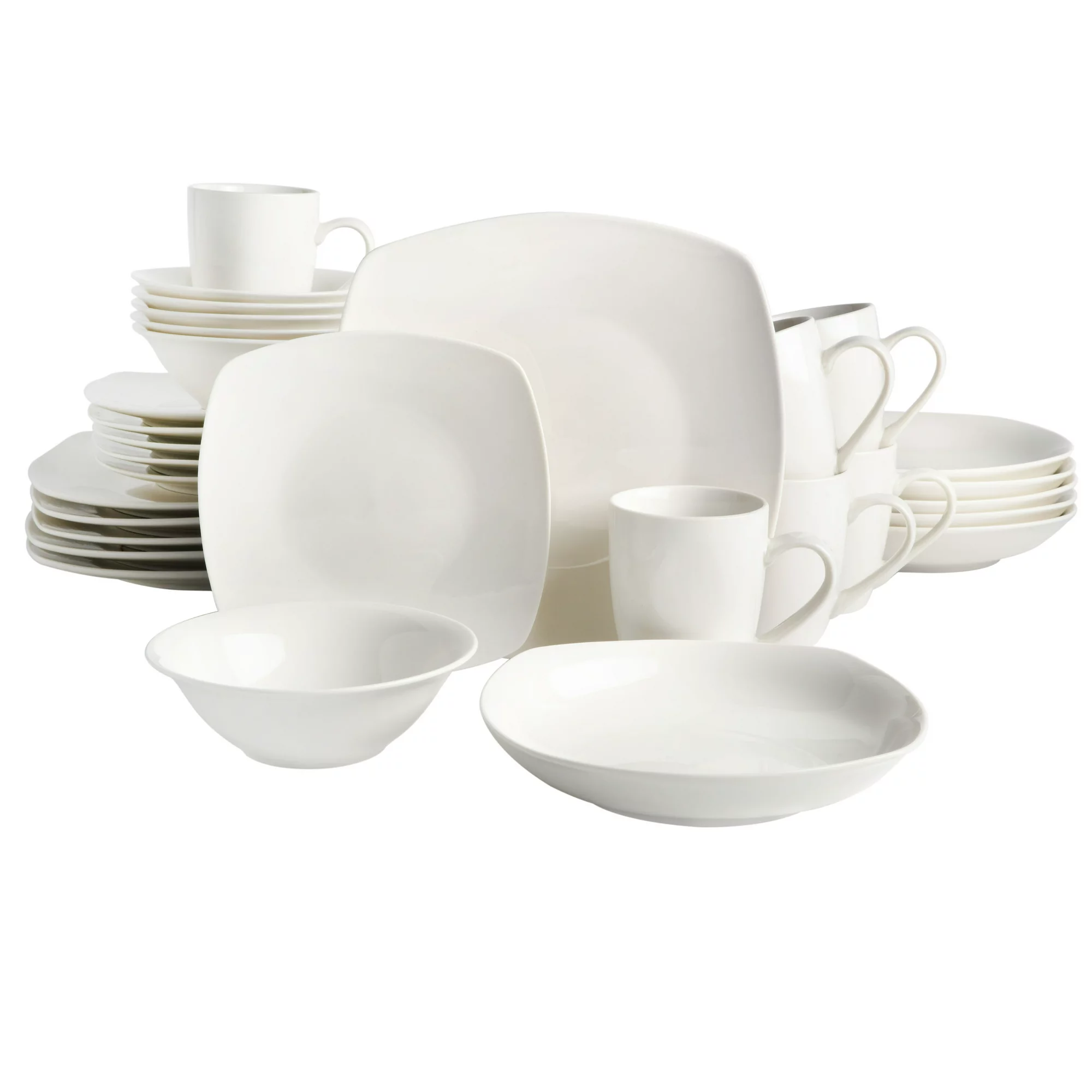 Gibson Home Liberty Hill 30-Piece Dinnerware Set. White