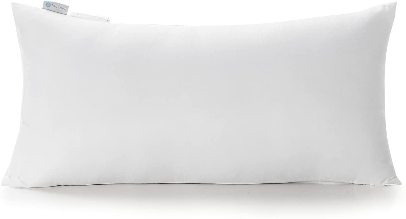 Acanva Decorative Rectangle Throw Pillow Inserts. Hypoallergenic Form Stuffer Cushion Sham Filler. 16×26. White