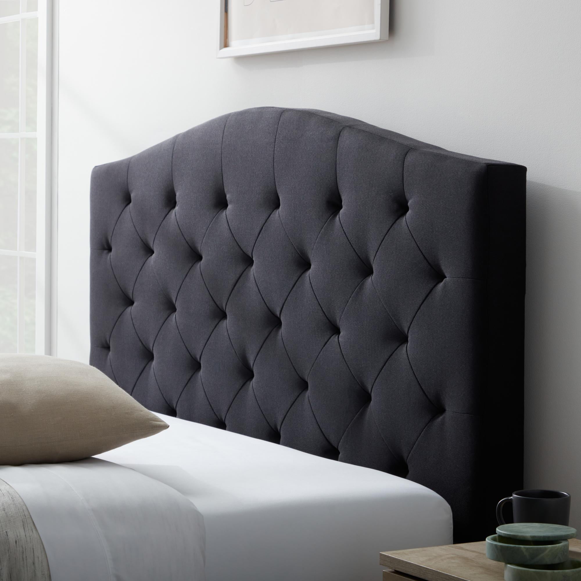 Rest Haven Hillboro Curved Edge Upholstered Headboard. Twin. Black