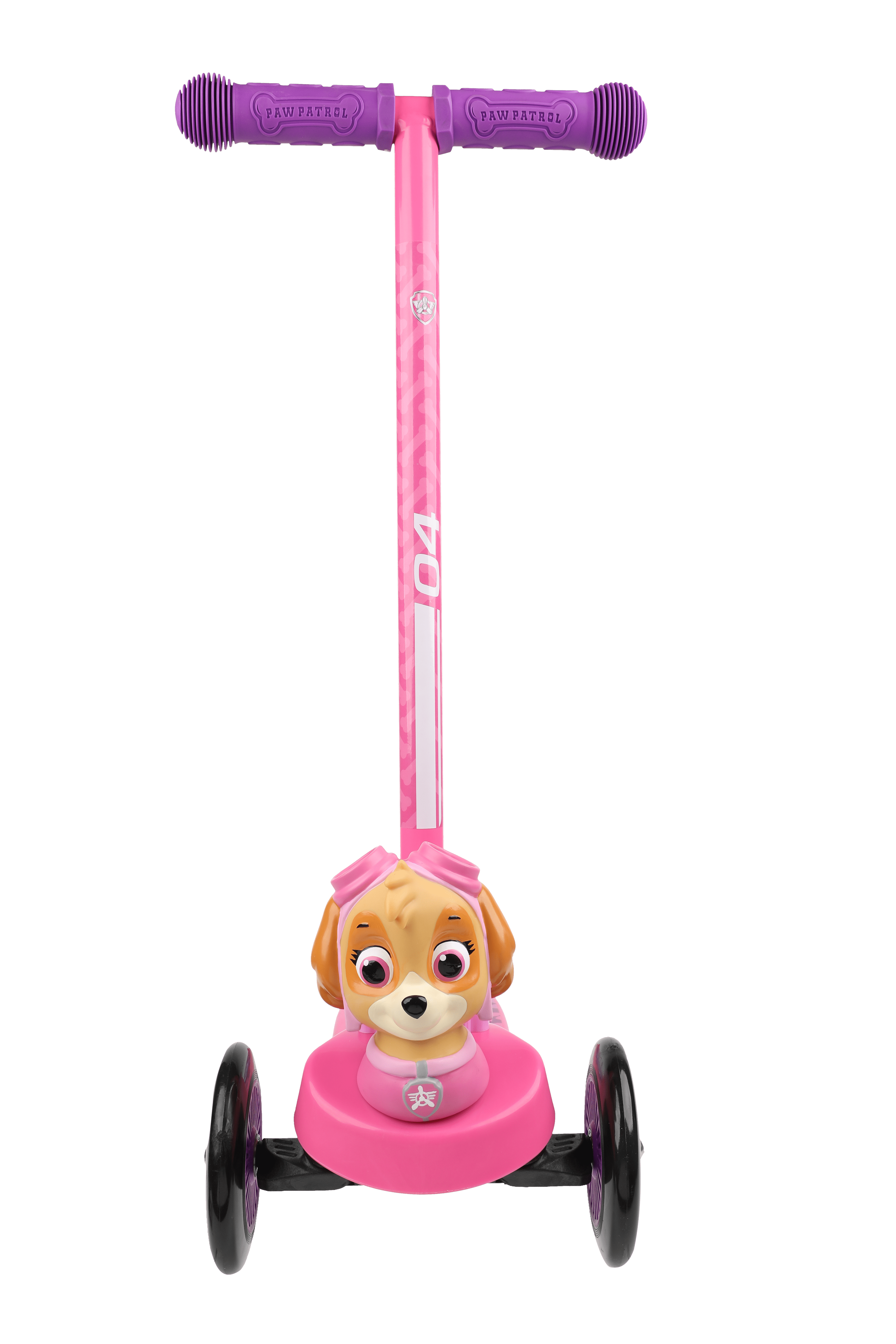 Paw Patrol Skye 3D Scooter with 3 Wheels Tilt and Turn- Pink. For Boys and Girls Ages 3+. Max Weight 75lbs. Foot-Activated Brakes