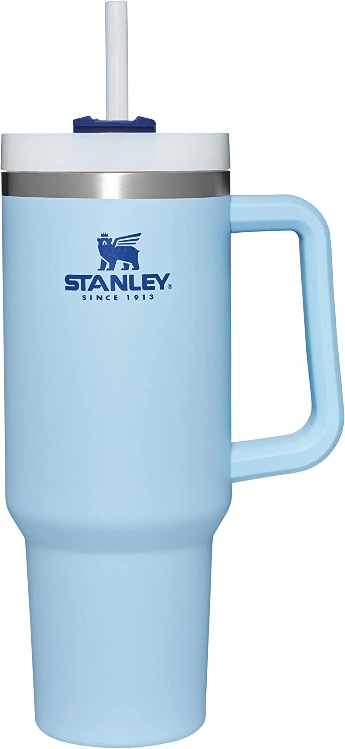 Stanley Adventure Reusable Vacuum Quencher Tumbler with Straw. Leak Resistant Lid. Insulated Cup. Maintains Cold. Heat. and Ice for Hours Cornflower
